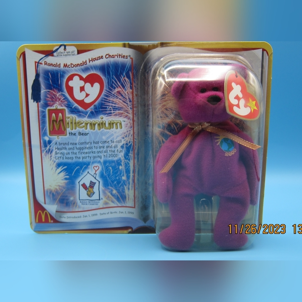 TY TEENIE BEANIE BABIES BEAR Millennium 🐻 Pre-owned McDonalds